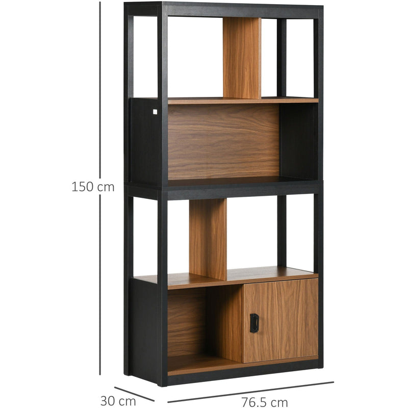 4-Tier Bookshelf, Storage & Cabinet, Walnut
