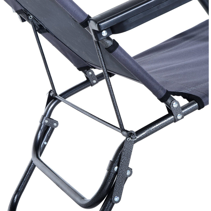 2-in-1 Folding Grey Sun Lounger Chair with Pillow