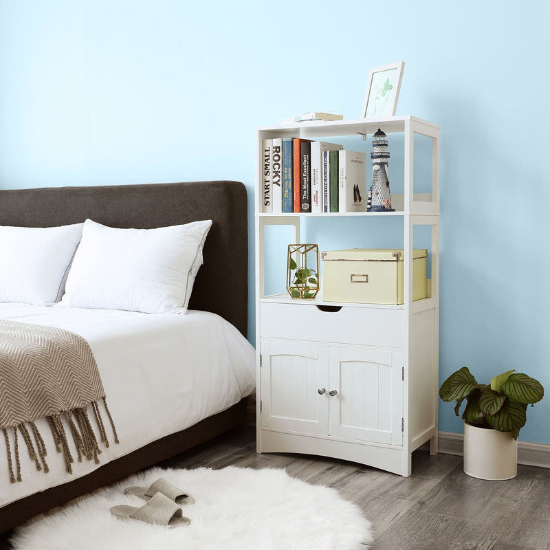 Vasagle Large White Storage Unit With Double Doors, One Large Drawer, and two open shelves