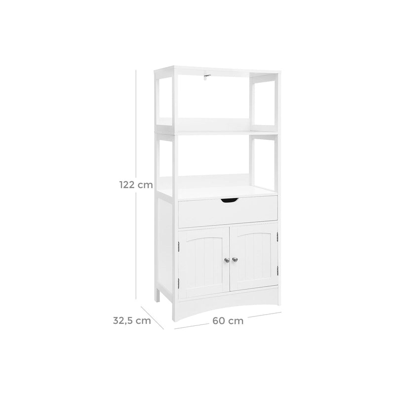 Vasagle Large White Storage Unit With Double Doors, One Large Drawer, and two open shelves