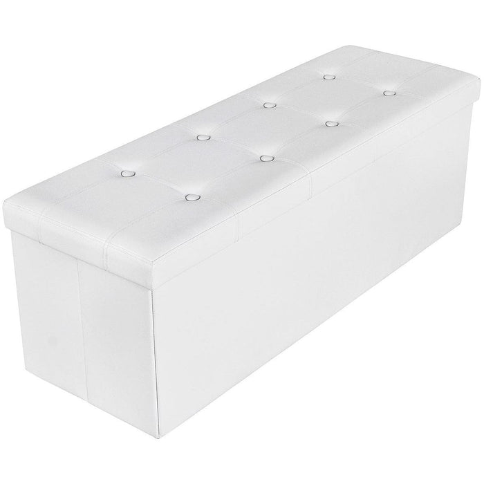 Large White Storage Ottoman With Lid