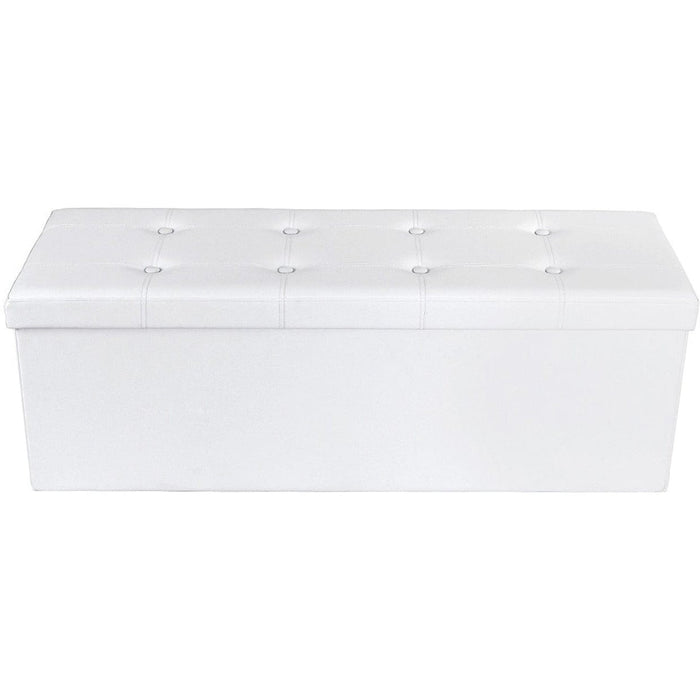 Large White Storage Ottoman With Lid