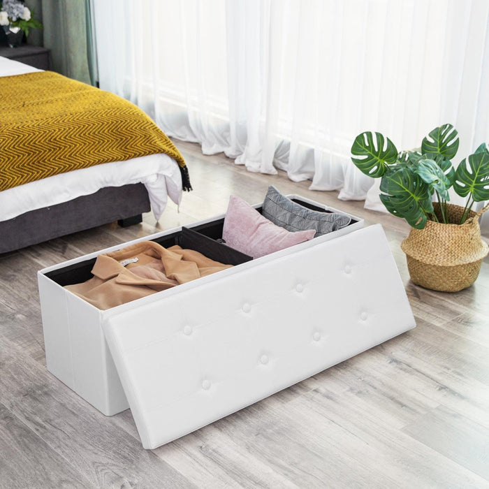 Large White Storage Ottoman With Lid