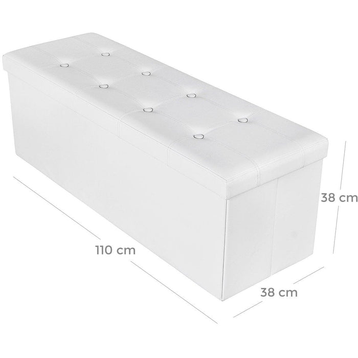 Large White Storage Ottoman With Lid