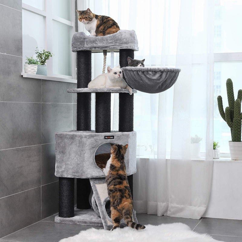Feandrea Large Tower Cat Tree, Light Grey