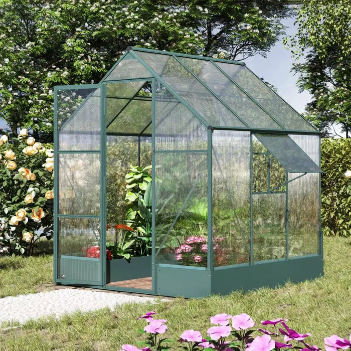 6x6 Polycarbonate Greenhouse, Custom Interior, Aluminium Frame