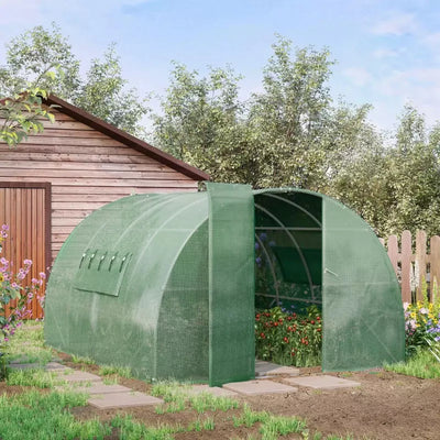 Large Walk in Tunnel Greenhouse, Steel Frame, 4x3m Outsunny