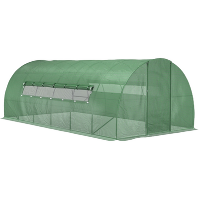 Walk In Greenhouse, Polytunnel, Hinged Door, Steel, 6x3m Outsunny