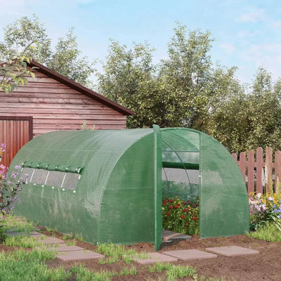 Walk In Greenhouse, Polytunnel, Hinged Door, Steel, 6x3m Outsunny