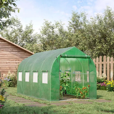 Steel Frame Polytunnel Greenhouse, 4x2m Outsunny