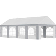 Large Party Tent With Windows White With Grey Stripes