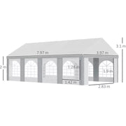 Large Party Tent With Windows White With Grey Stripes