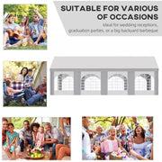 Large Party Tent With Windows White With Grey Stripes