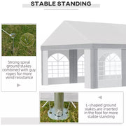 Large Party Tent With Windows White With Grey Stripes