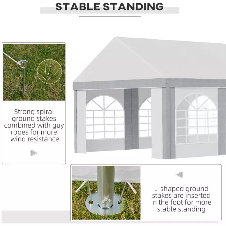 Large Party Tent With Windows White With Grey Stripes