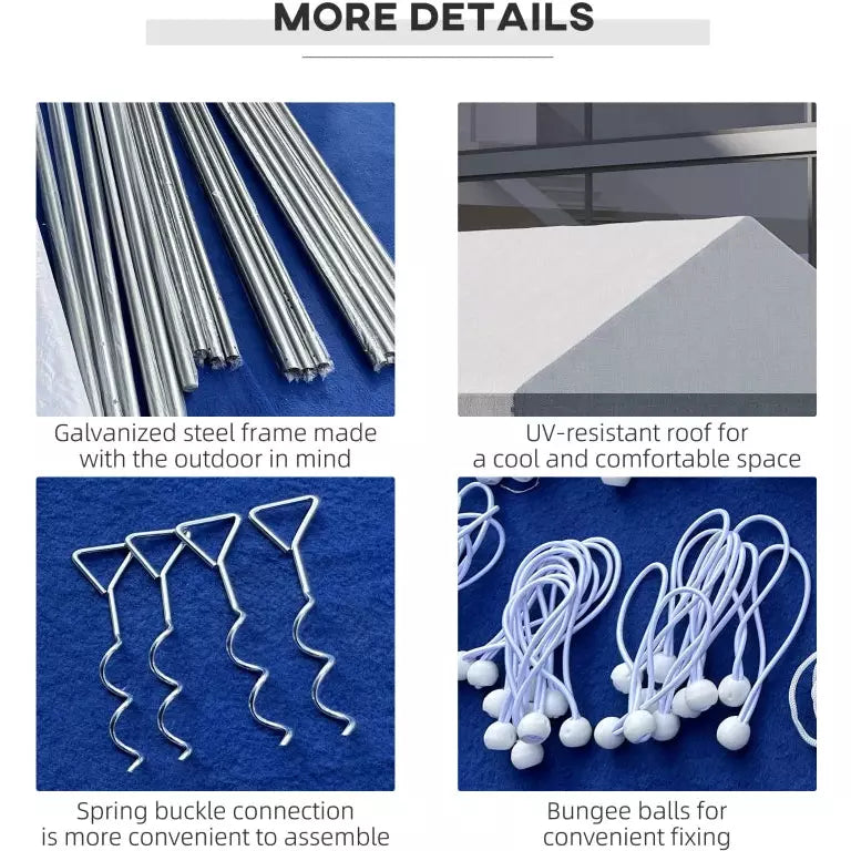 Large Party Tent With Windows White With Grey Stripes