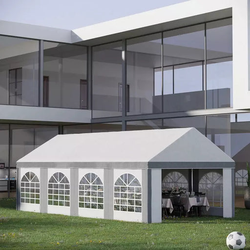Large Party Tent With Windows White With Grey Stripes