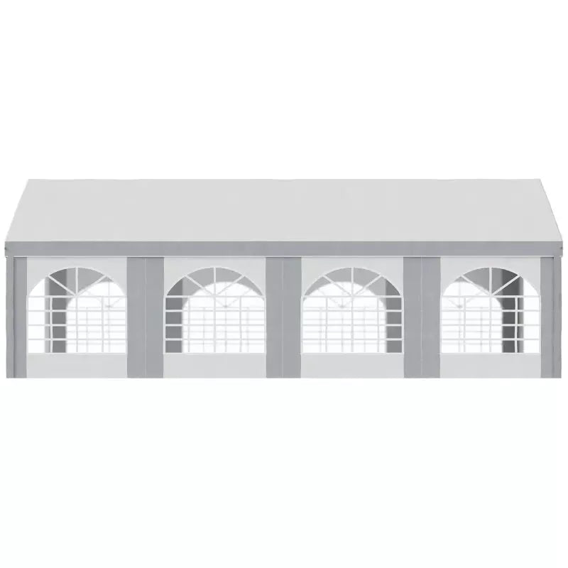 Large Party Tent With Windows White With Grey Stripes
