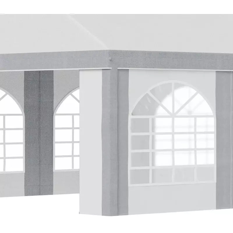 Large Party Tent With Windows White With Grey Stripes