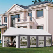 Large Party Tent With Windows White With Grey Stripes
