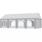 Large Party Tent With Windows White With Grey Stripes