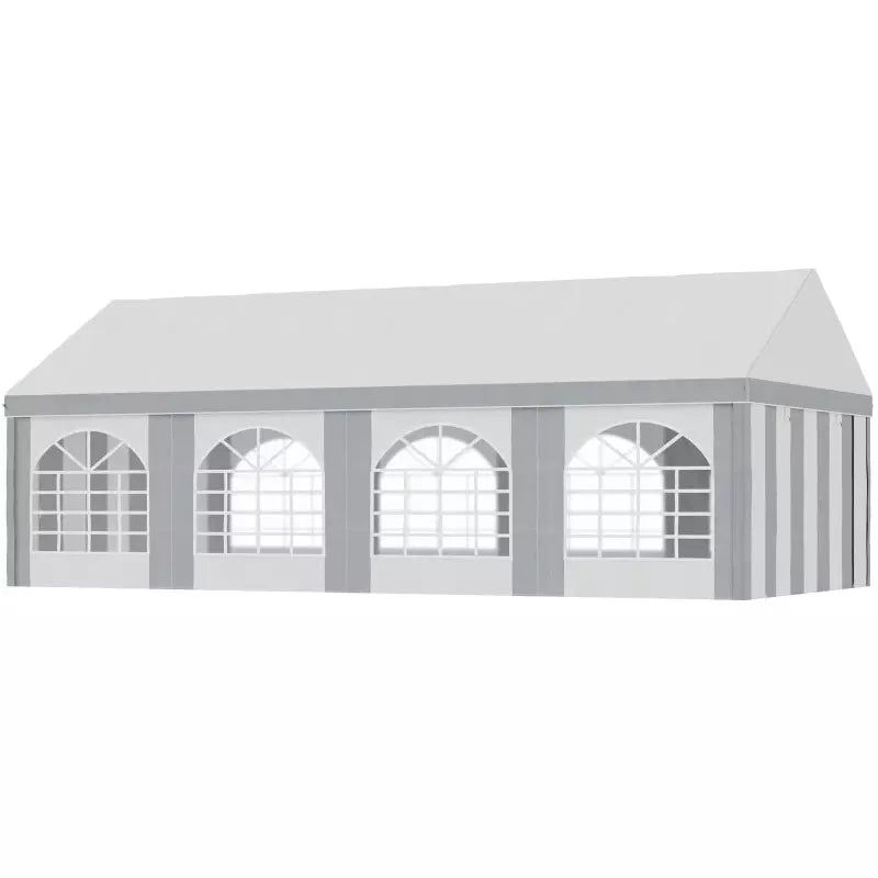 Large Party Tent With Windows White With Grey Stripes