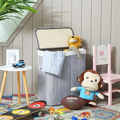 Bamboo Laundry Basket with Lid SONGMICS