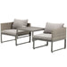 3 Piece Rattan Patio Furniture Set with Adjustable Table & Recliner Grey