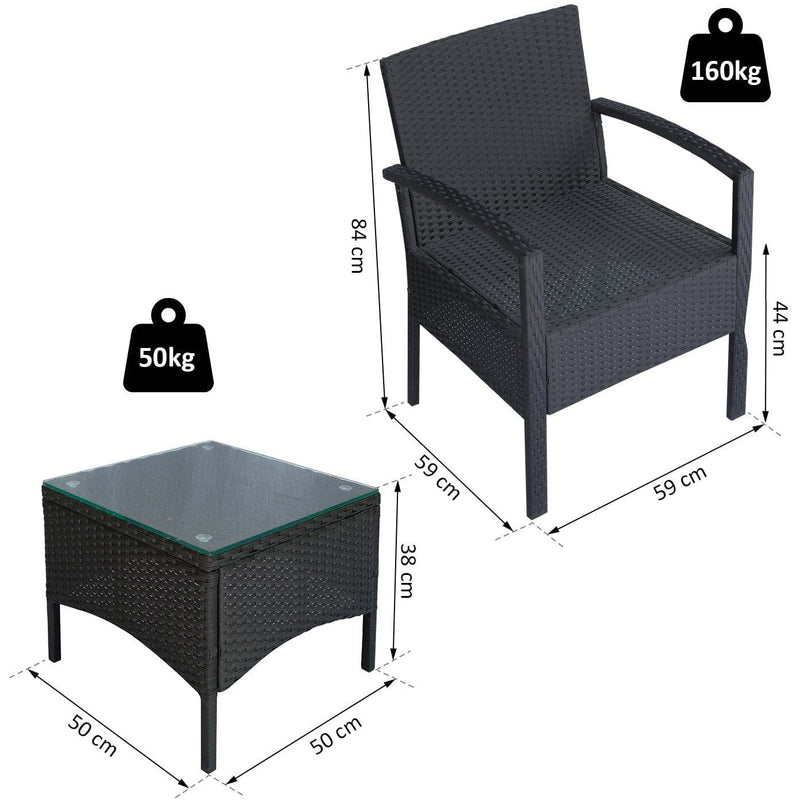 2 Seater Rattan Sofa Set with Table