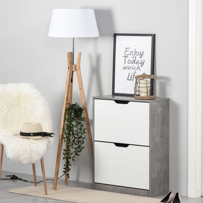 2 Tier Shoe Cabinet with Drawer, Holds 8 Pairs Homcom
