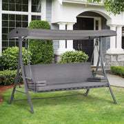 Outsunny 3 Seater Convertible Swing Chair Bed, Grey Outsunny