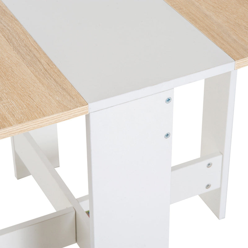 Drop Leaf Dining Table For Small Spaces, Oak and White
