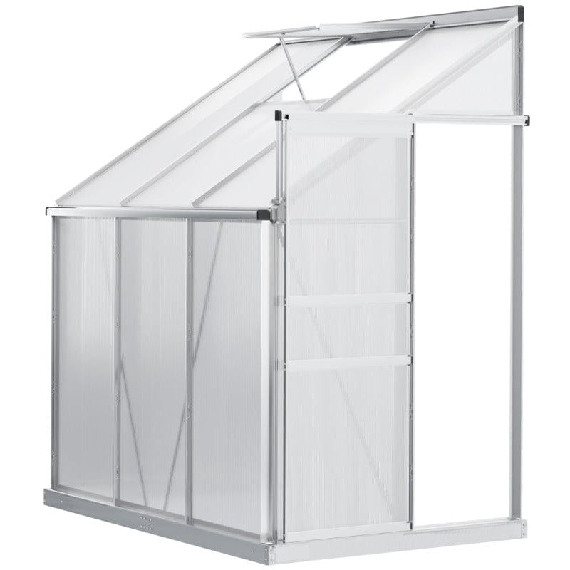 Lean to Greenhouse, Adjustable Vents, 6x4ft, Rain Gutter