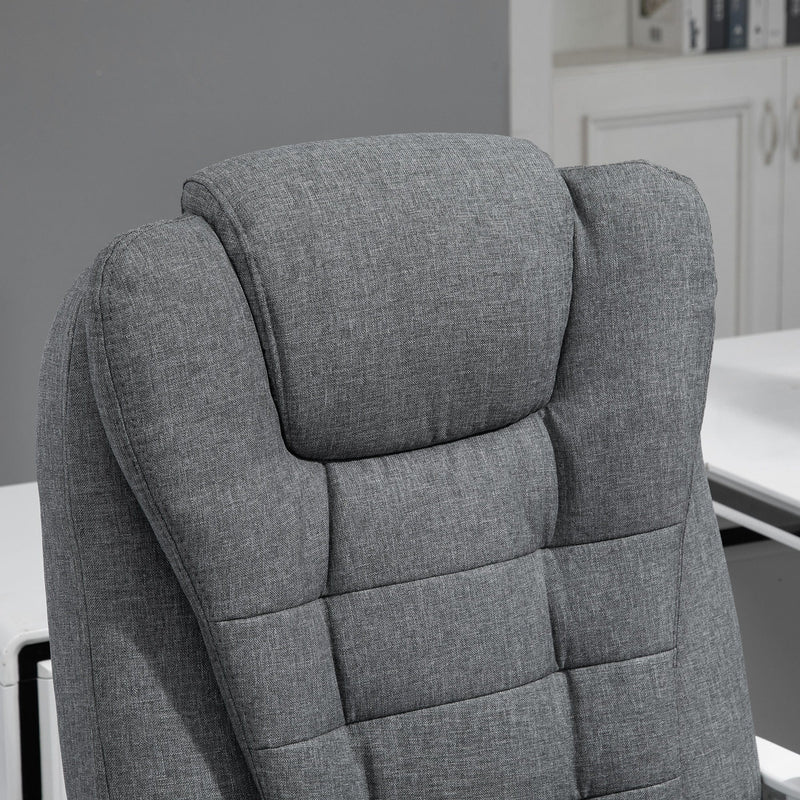 Grey Swivel Office Chair with Retractable Footrest