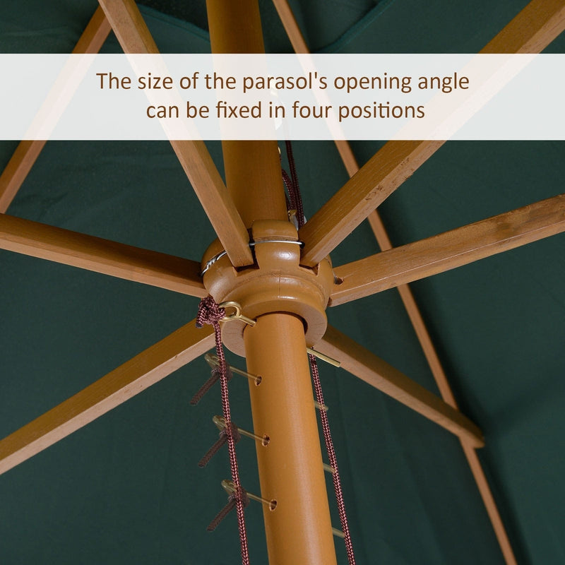 3x2m Large Wooden Patio Parasol