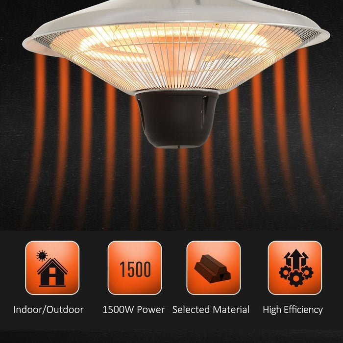 1500W Patio Heater, Ceiling Mounted With Pull Cord
