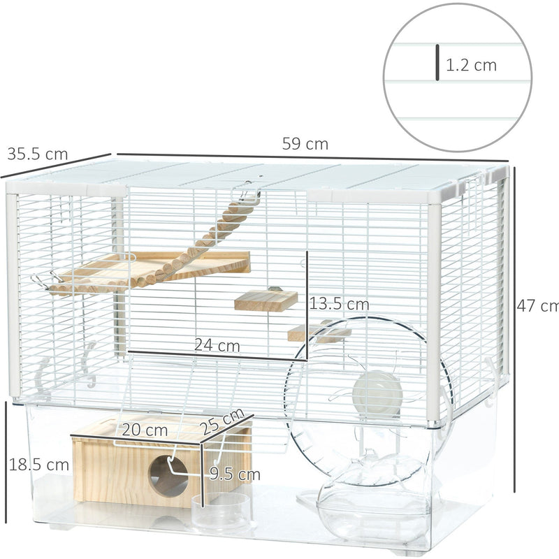 Hamster Cage with Wooden Ramp, Exercise Wheel