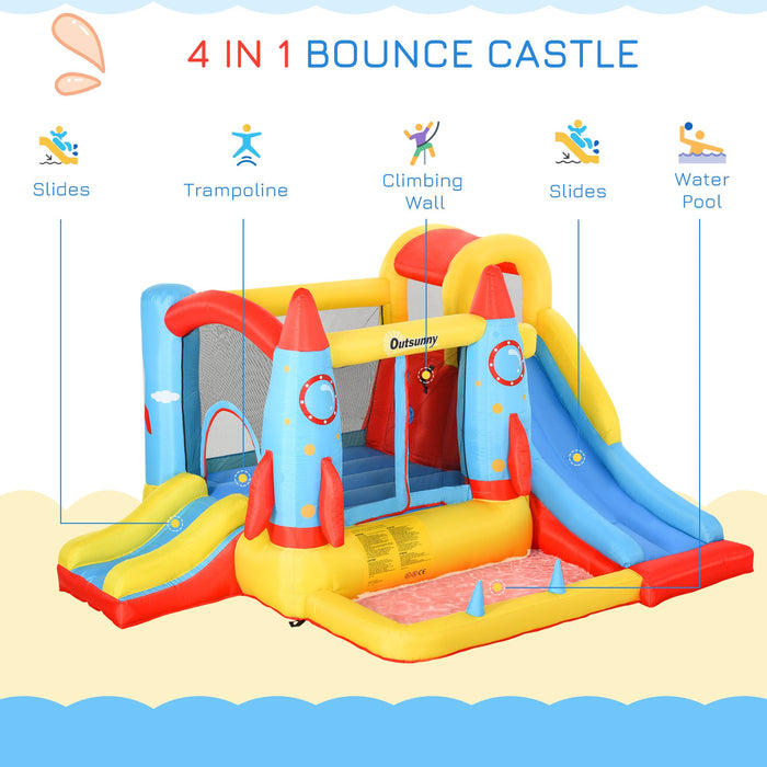 Kids Rocket Themed Bouncy Castle With Pump, Age 3-10 Years