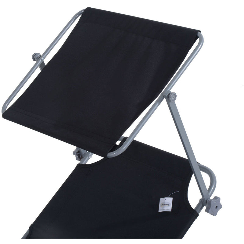 Folding Sun Lounger With Canopy Outsunny