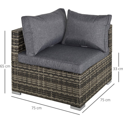 Rattan Wicker Corner Sofa Chair with Cushions Outsunny