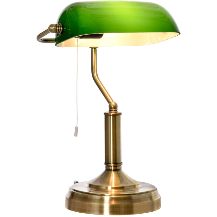 Bankers Table Lamp Green, Antique Bronze Stand