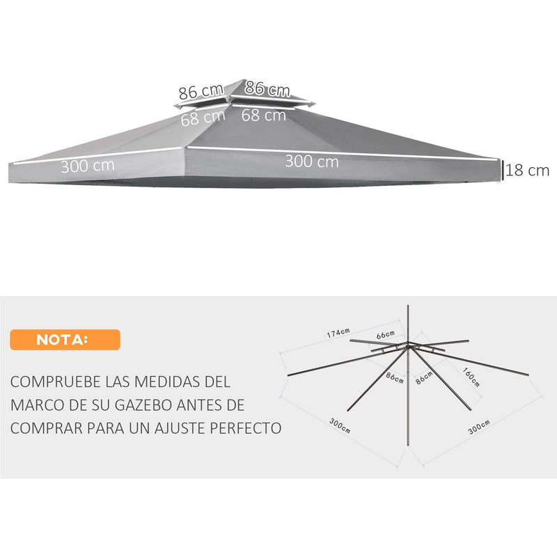 Waterproof Gazebo Canopy Replacement 3x3 (Top Only)