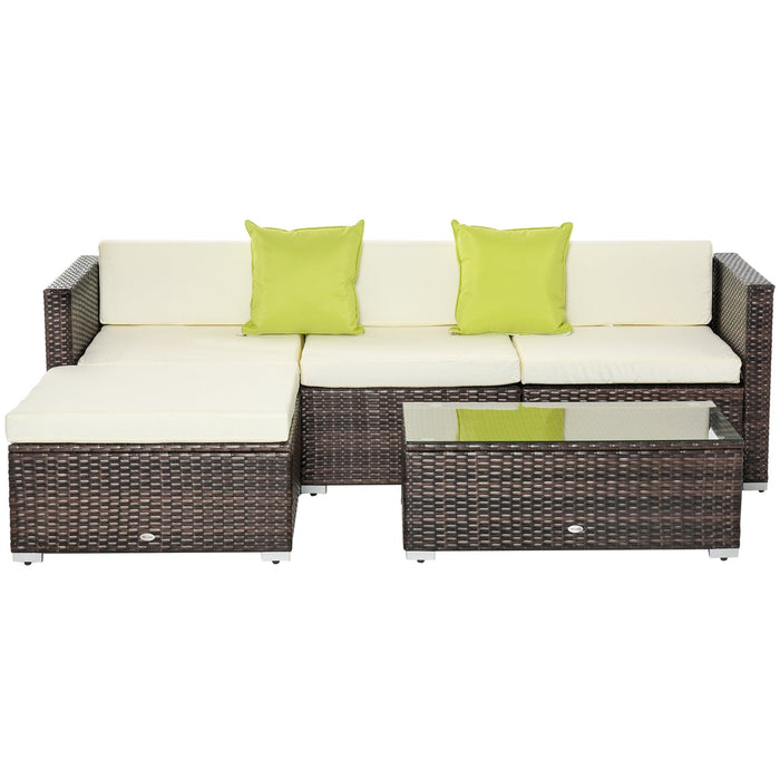 4 Seater Outdoor Rattan Sofa Set with Coffee Table, Cushions