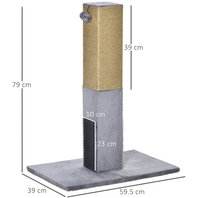79cm Cat Scratch Post, Jute Climber, Carpet Base, Grey Pawhut