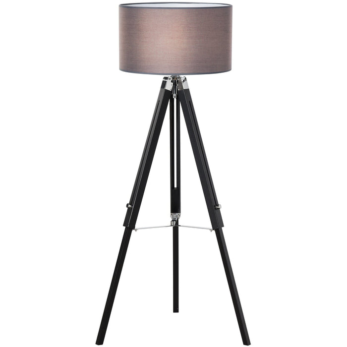 Modern Tripod Floor Lamp, Adjustable, Grey & Black