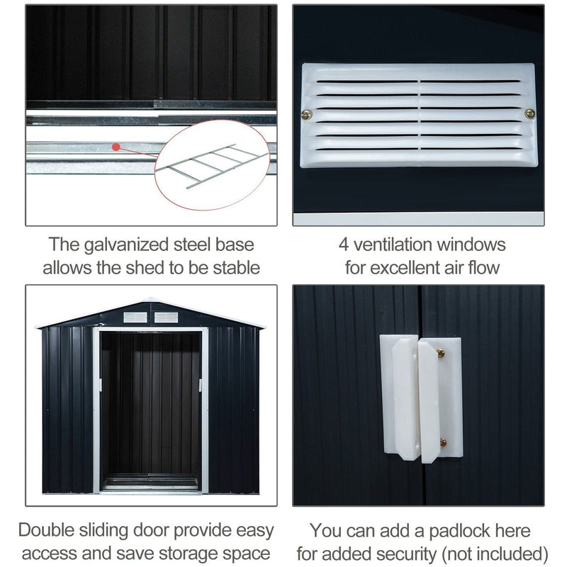 7x4 Metal Shed, Apex Roof