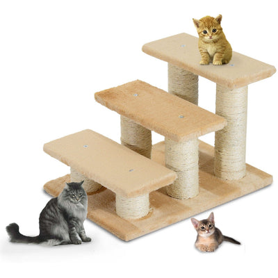 Cream Portable Pet Steps for Small Animals Pawhut