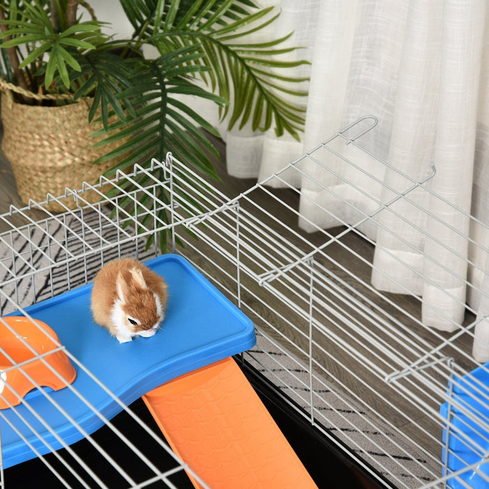 2 Tier Small Animal Cage, Blue/Orange