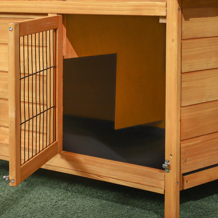 Outdoor Wooden Rabbit Hutch With Detachable Run