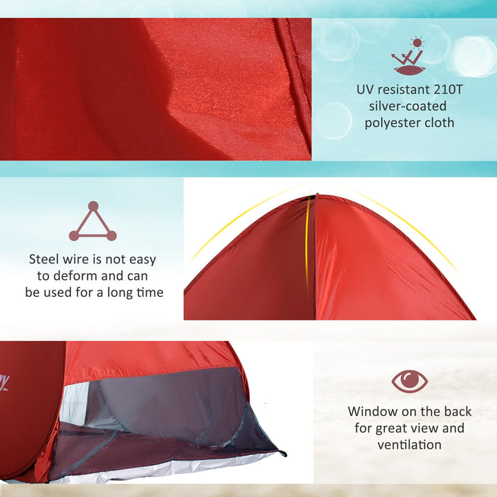 Pop Up Beach Shelter for 2-3 People, Red